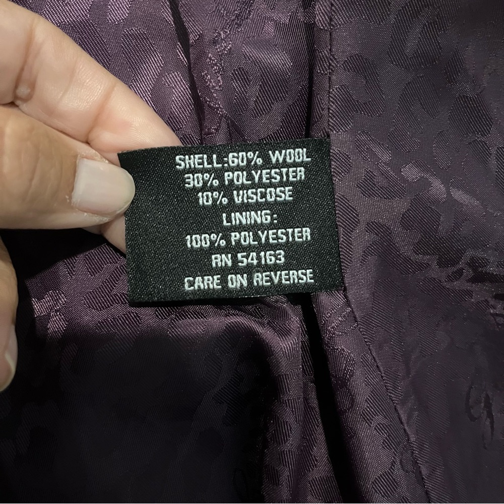 Guess Women's Dark Purple Pea Coat Size L - Picture 8 of 8